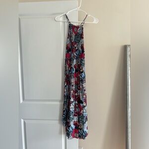 Floral midi dress with smocked top